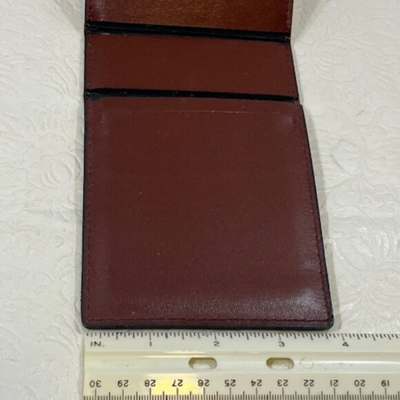 VTG Burgundy Red Leather 3.25"x3.75" Notepad Holder Longhorn Motif Logo - Picture 7 of 7